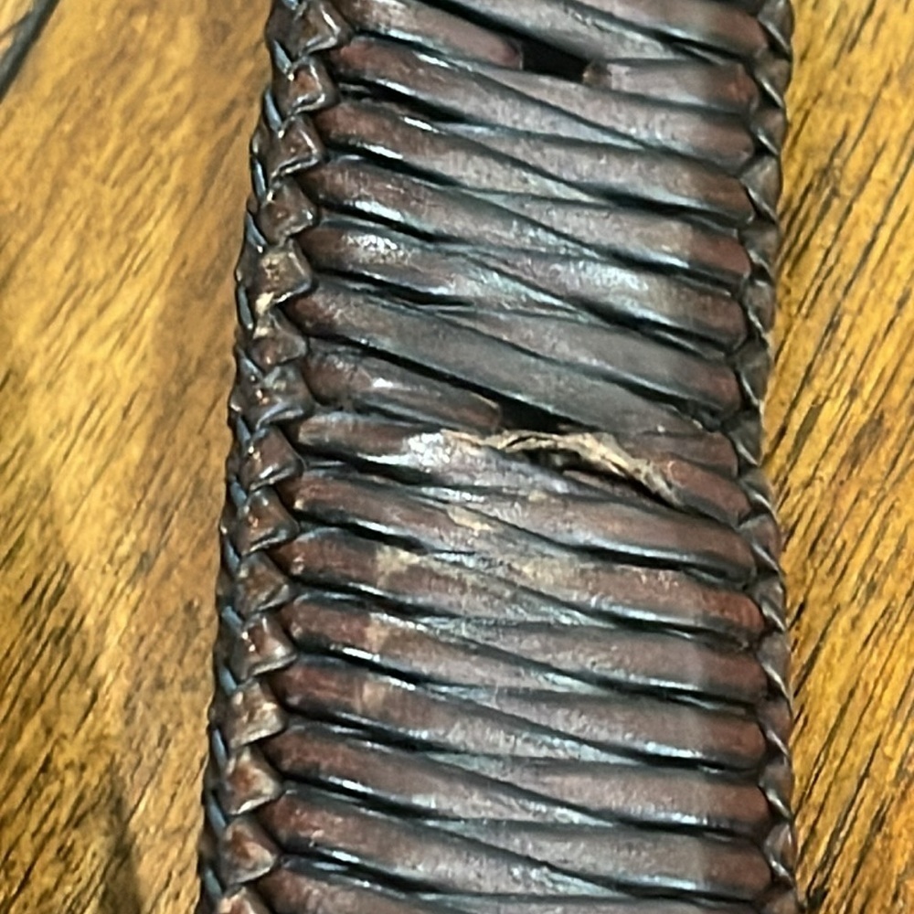 Tommy Bahama Brown woven leather belt brass tone buckle size 36 - Picture 12 of 16